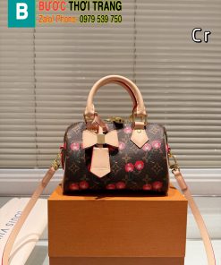 Túi xách Lv speedy màu nâu họa tiết quả cherry đẹp mắt size 20 cm