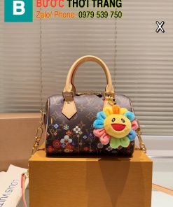 Túi xách Lv speedy màu nâu monogram size 20 cm kèm charm dễ thương