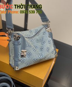 Túi xách LV vải denim màu xanh bạc cá tính size 23 cm