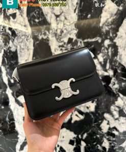 Túi xách Celine màu đen size 19 cm, túi da thật full hộp