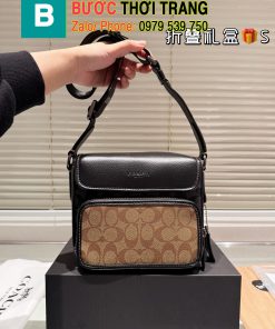 Túi xách Coach size 21x17 cm màu nâu và đen thanh lịch da mềm mịn