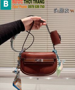 Túi xách Hermes kelly moove size 20 cm màu nâu da thật mềm mịn