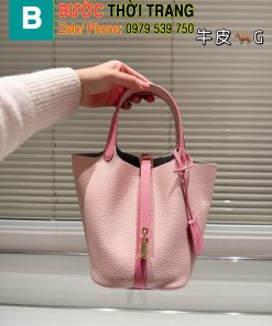 Túi xách hermes picotin màu hồng nữ tính size 18x14 cm
