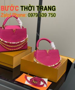 Túi xách Lv capucines 5 màu đặc sắc size 21 và 27 cm, charm dây ngọc sang trọng tinh tế