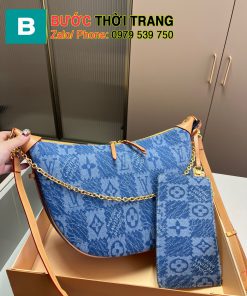 Túi xách lv hobo loop màu xanh vải denim cá tính size 32 cm