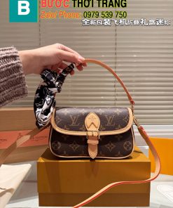 Túi xách lv nano diane size 18x12 cm, túi màu nâu monogram kẹp nách hay đeo chéo đều xinh
