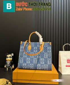 Túi xách Lv onthego size 35 cm, túi màu xanh họa tiết logo in chìm sang trọng
