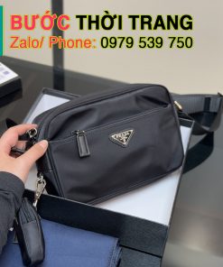 Túi xách prada màu đen size 23 cm, vải re-nylon bền bỉ