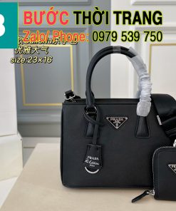 Túi xách prada size 23x16 cm, túi màu đen da xước bền bỉ
