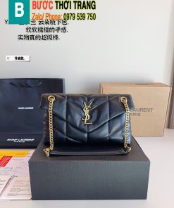 Túi xách Ysl LouLou Puffer da mềm màu đen tag vàng size 28 cm