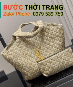 Túi xách ysl tote màu nude size 40x34 cm, túi vải sang trọng