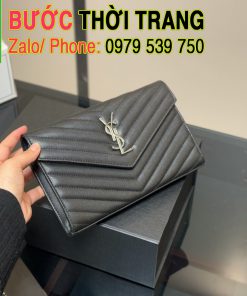 Túi xách ysl woc màu đen da hạt size 22 cm