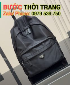 Ba lô Prada màu đen size 30x36 cm, vải re-nylon bền bỉ cực đẹp