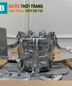 Túi Balenciaga bucket siêu cấp màu bạc size 23cm