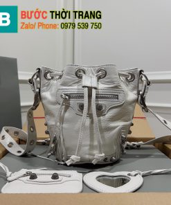 Túi Balenciaga bucket siêu cấp màu trắng đục size 23cm