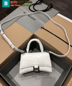 Túi Balenciaga Hourglass Embossed màu trắng tag silver size 19cm