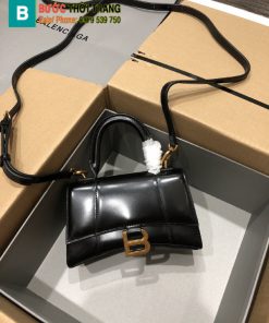 Túi Balenciaga Hourglass siêu cấp, màu đen, da trơn size 19cm