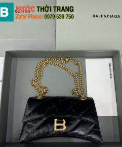 Túi xách Balenciaga crush siêu cấp màu đen tag vàng vân chéo size 25cm