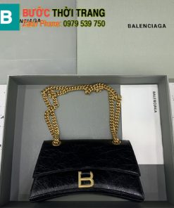 Túi xách Balenciaga crush siêu cấp màu đen tag vàng size 25cm