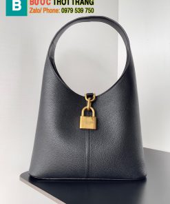 Túi xách nữ Balenciaga locker siêu cấp màu đen tag vàng và tag bạc