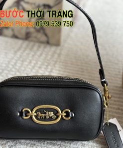 Túi xách coach size 20 cm, túi màu đen da mềm mịn dai full hộp