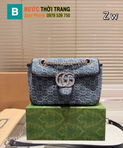 Túi xách gucci marmont size 22 cm, màu xanh vải denim full hộp