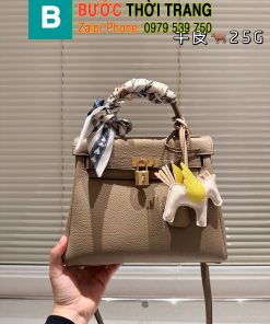 Túi xách hermes kelly size 20 cm, 25 cm, 28 cm. Màu nude ghi thanh lịch full hộp
