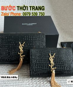 Túi xách ysl woc size 20 cm, 24 cm. Túi màu đen da bò tag vàng và tag bạc
