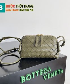 Túi đeo chéo Bottega Veneta Concert Pouch màu xanh rêu size 18.5cm - 794258