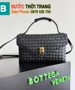 Túi bottega Veneta Knot Lock màu đen size 25cm chất liệu da mềm mại