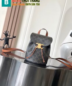 Ba lô Celine Bonnie bản siêu cấp chất liệu canvas màu nâu size 18x25 cm