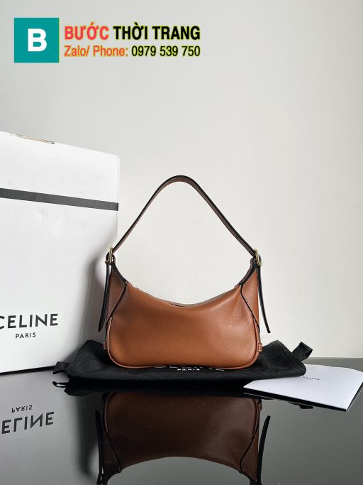 Túi kẹp nách Celine Mini Romy màu nâu bò size 19cm hàng siêu cấp