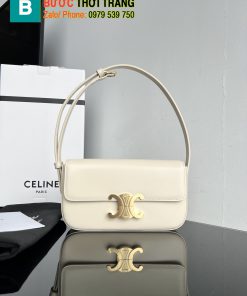 Túi đeo vai Celine Triomphe siêu cấp da bò màu trắng size 20cm