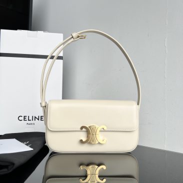 Túi đeo vai Celine Triomphe siêu cấp da bò màu trắng size 20cm