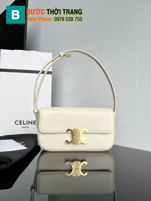 Túi đeo vai Celine Triomphe siêu cấp da bò màu trắng size 20cm