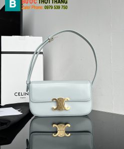 Túi đeo vai Celine Triomphe siêu cấp màu xanh ngọc chất da bò size 20cm