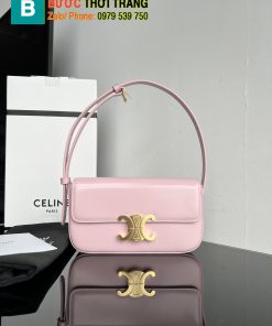 Túi đeo vai Celine Triomphe siêu cấp màu hồng nhẹ chất da bò size 20cm