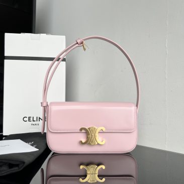 Túi đeo vai Celine Triomphe siêu cấp màu hồng nhẹ chất da bò size 20cm