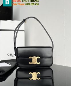 Túi đeo vai Celine Triomphe siêu cấp màu đen da bò size 20cm