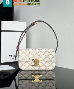 Túi đeo vai Celine Triomphe siêu cấp màu trắng chất canvas size 20cm