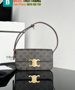 Túi đeo vai Celine Triomphe siêu cấp màu nâu chất canvas size 20cm