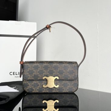 Túi đeo vai Celine Triomphe siêu cấp màu nâu chất canvas size 20cm