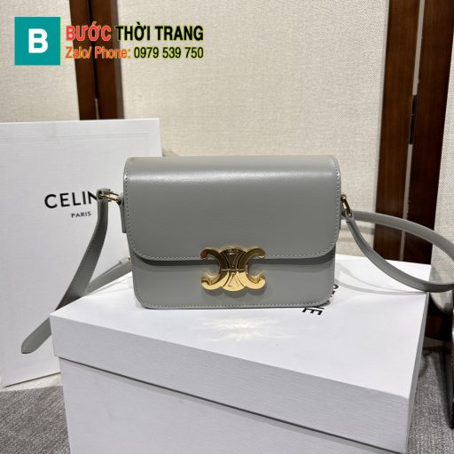 Túi đeo chéo Celine Teen triomphe siêu cấp màu xám chất da bò đẹp size 18cm