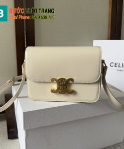 Túi Celine Teen triomphe màu trắng ngà hàng siêu cấp chất da bò đẹp size 18cm