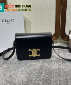 Túi Celine Teen triomphe đeo chéo siêu cấp màu đen chất da bò đẹp size 18cm