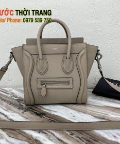 Túi xách Celine luggage màu ghi nude sang trọng size 20 cm, túi đeo chéo da mềm đanh rất đẹp