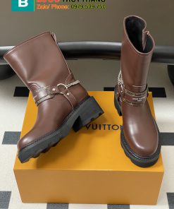 Bốt cao cổ LV siêu cấp màu nâu chất da mềm mịn, có đế cao su bền bỉ