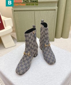 Bốt cao cổ Gucci màu đen canvas mũi tròn cực đẹp