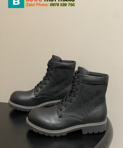 Bốt cao cổ LV siêu cấp màu đen, dây đan sang trọng đế cao 3,5 cm