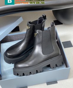 Bốt cao cổ PRADA màu đen siêu cấp, đế cao 5 cm phong cách